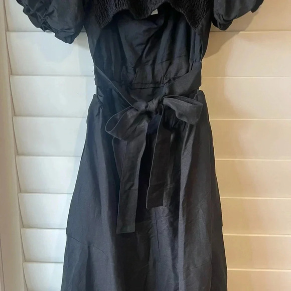 ASTR THE LABEL NWT Black Linen MIDI Cut Out Puff Sleeve Angeles Dress M - Picture 9 of 10